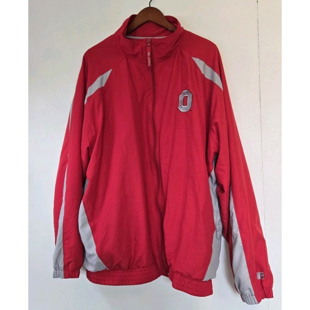 Russell Athletic Ohio State Jacket Mens 2XLT Red Team Issue Full Zip Windbreaker